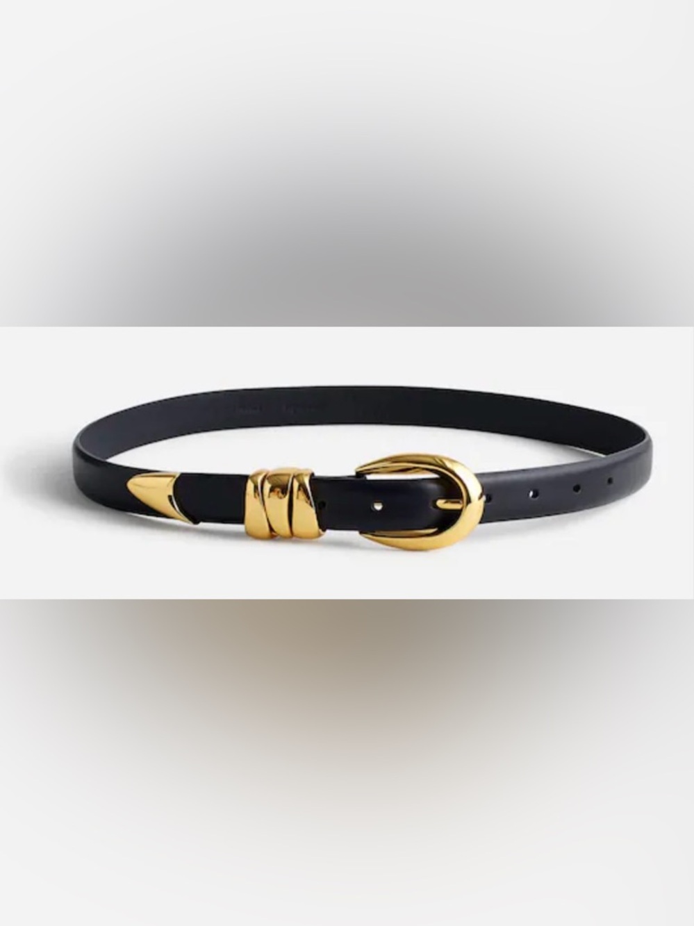 Madewell Black Leather Belt with Gold Buckle